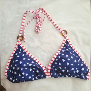 NWOT Red/Blue Star Spangled Ring Bikini Top S